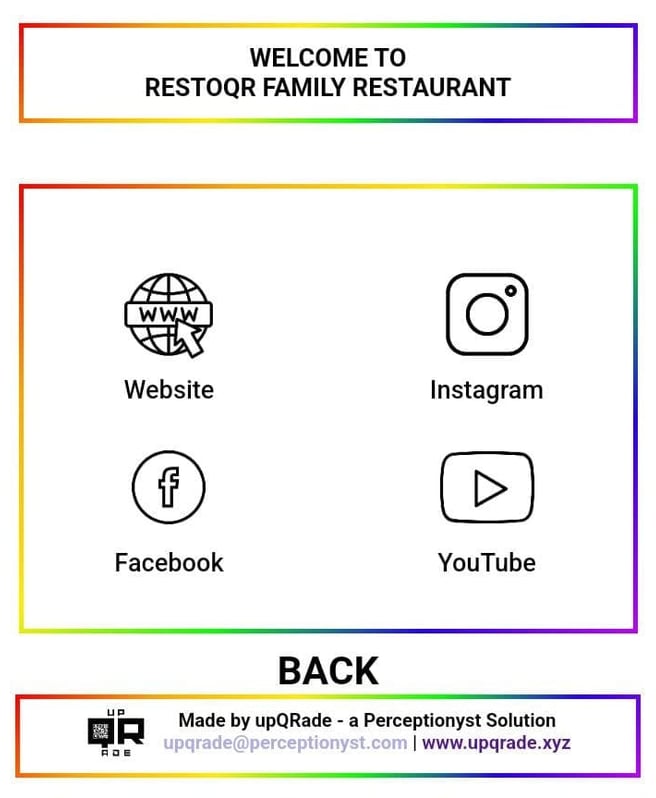 Link restaurant social media profiles with QR code through RestoQR – an upQRade solution